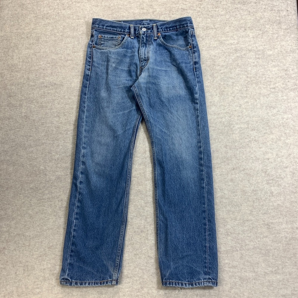 Levis Jeans 32x29 Blue Pants Punk Faded 505 Straight Whisker Denim‎ Tag 31x30